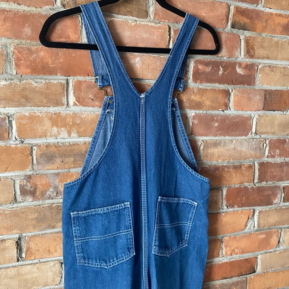 VINTAGE BIG SMITH denim overalls straight leg dark jean cotton size XS/small - Picture 7 of 8